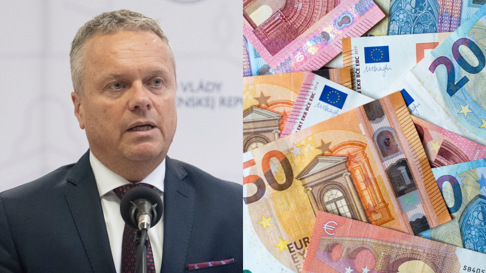 Na snímke riaditeľ NKÚ Ľubomír Andrassy a eurobankovky