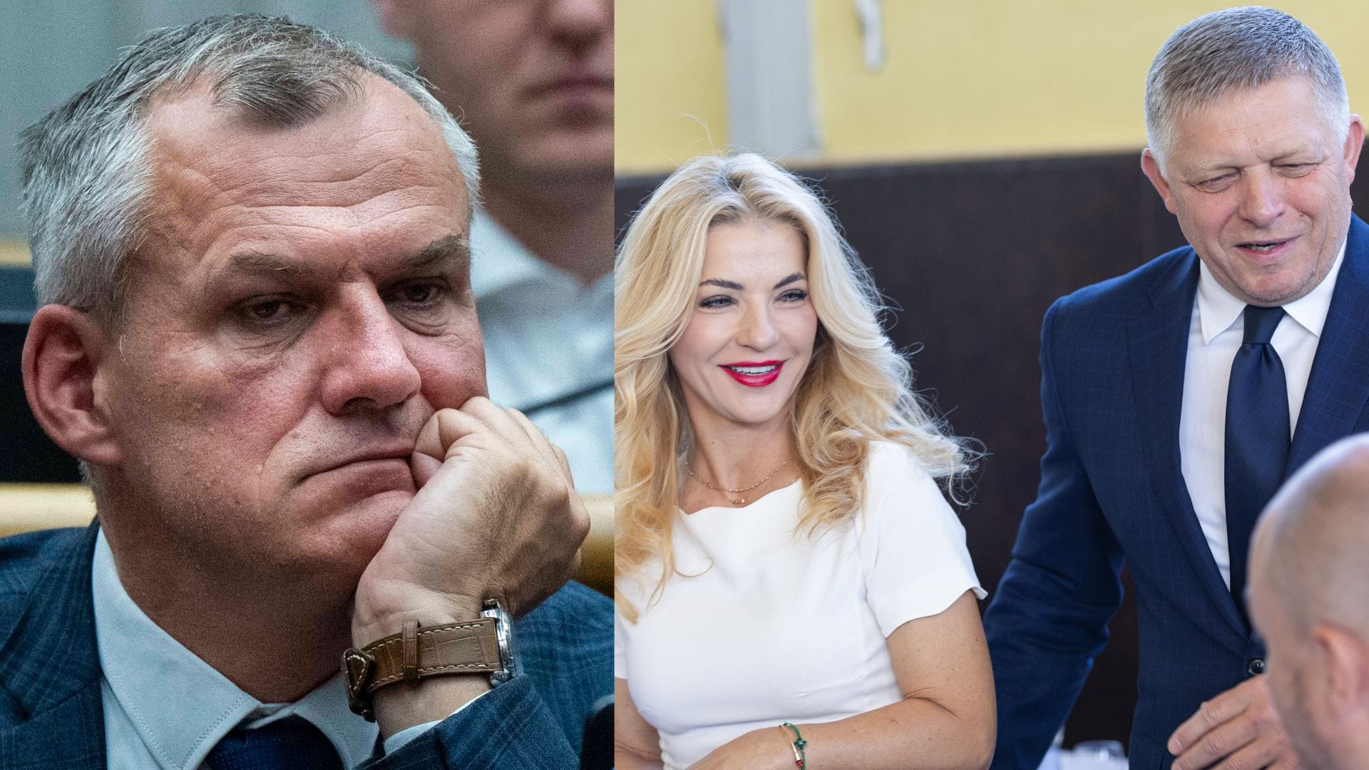 Na snímke poslanec Roman Malatinec, ministerka kultúry Martina Šimkovičová a premiér Robert Fico