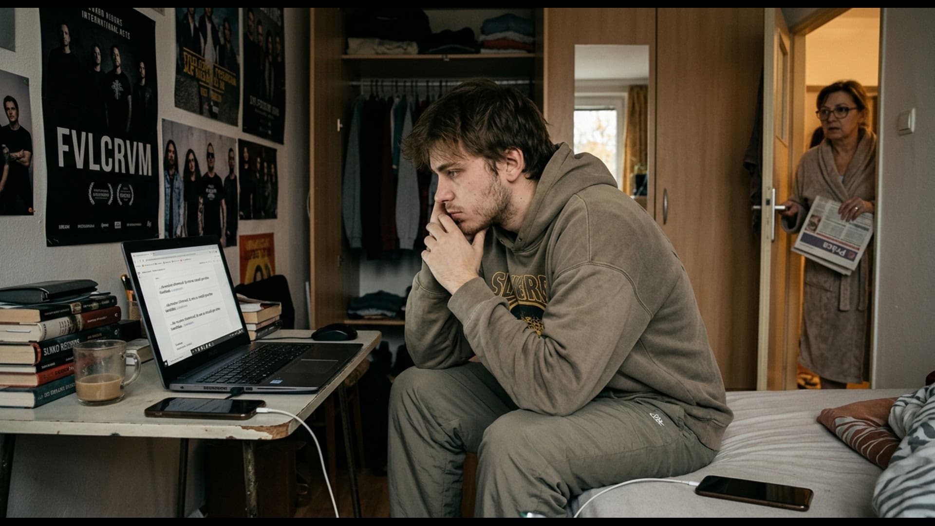 Mladý muž (gen Z) bez práce a býva u rodičov
