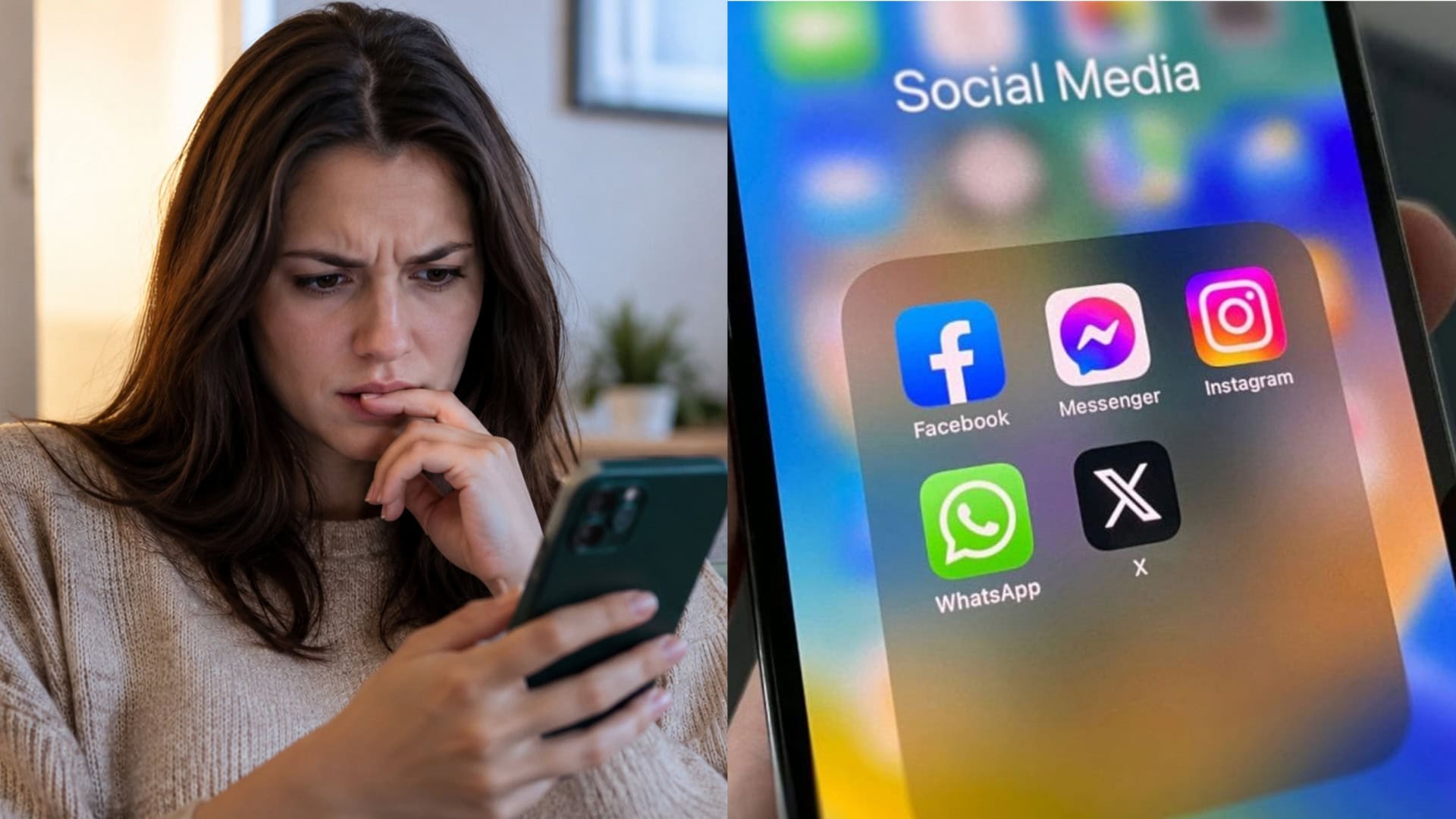 Na snímke žena na telefóne a sociálne médiá