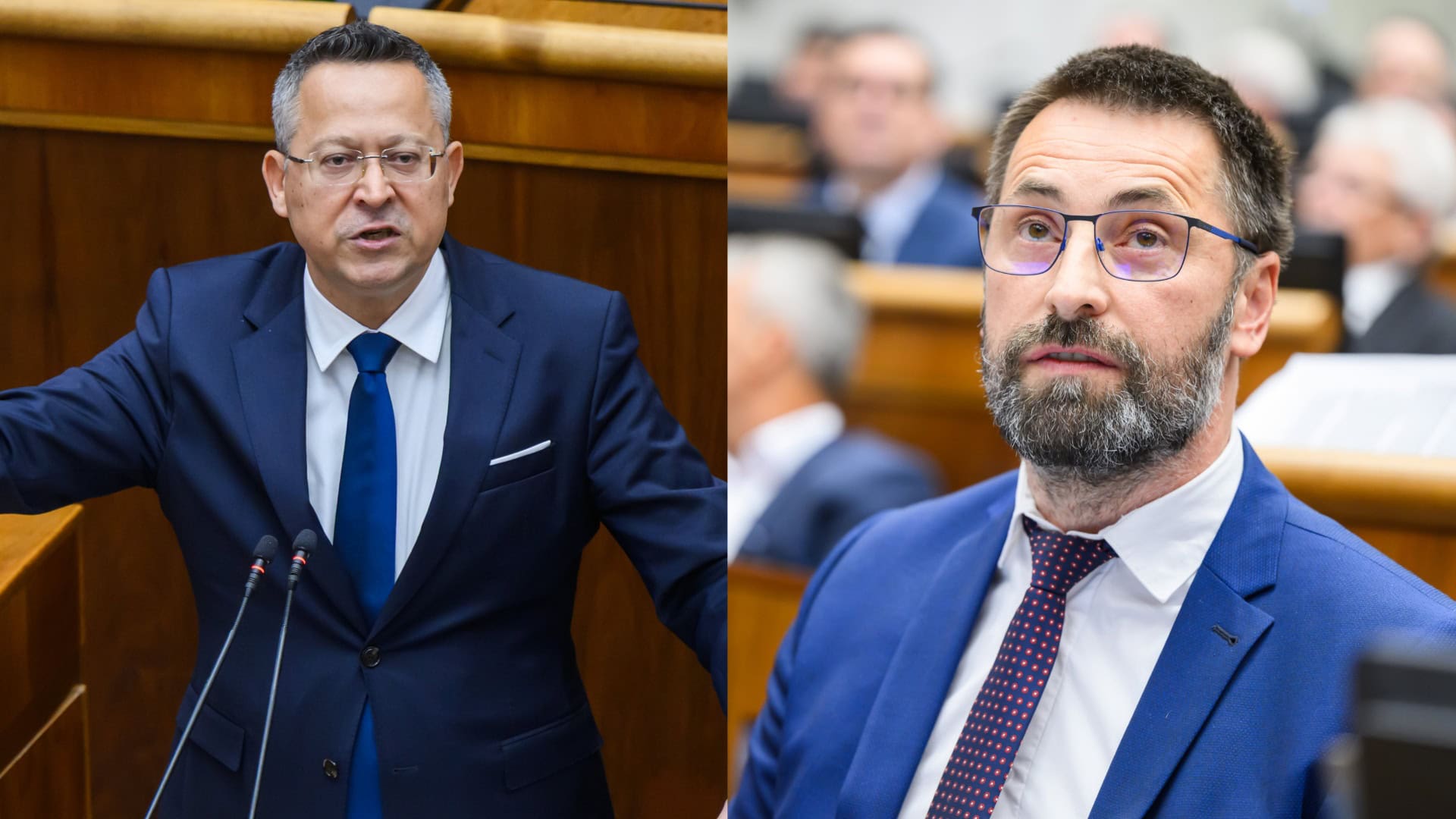 Na snímke minister financií SR Ladislav Kamenický a poslanec NRSR Marián Viskupič (SaS)