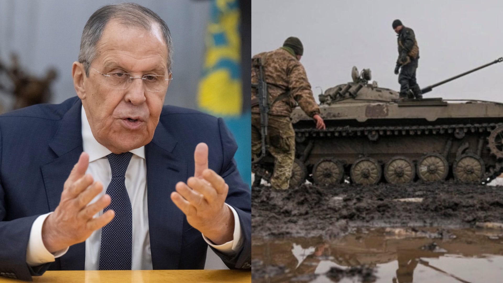 Na snímke ruský minister zahraničných vecí Sergej Lavrov a armáda