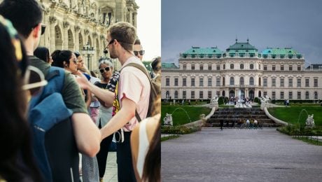 Na snímkach turisti a Schönbrunn
