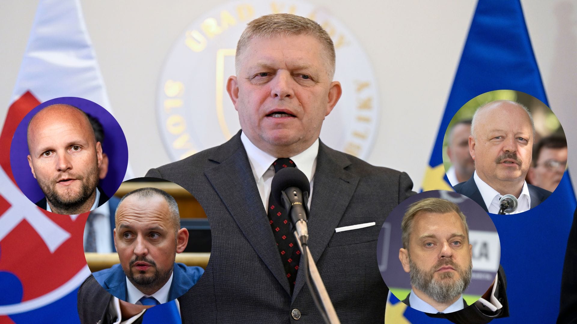 Na snímke Jaroslav Naď, František Majerský, Robert Fico, Juraj Krúpa a Pavel Macko
