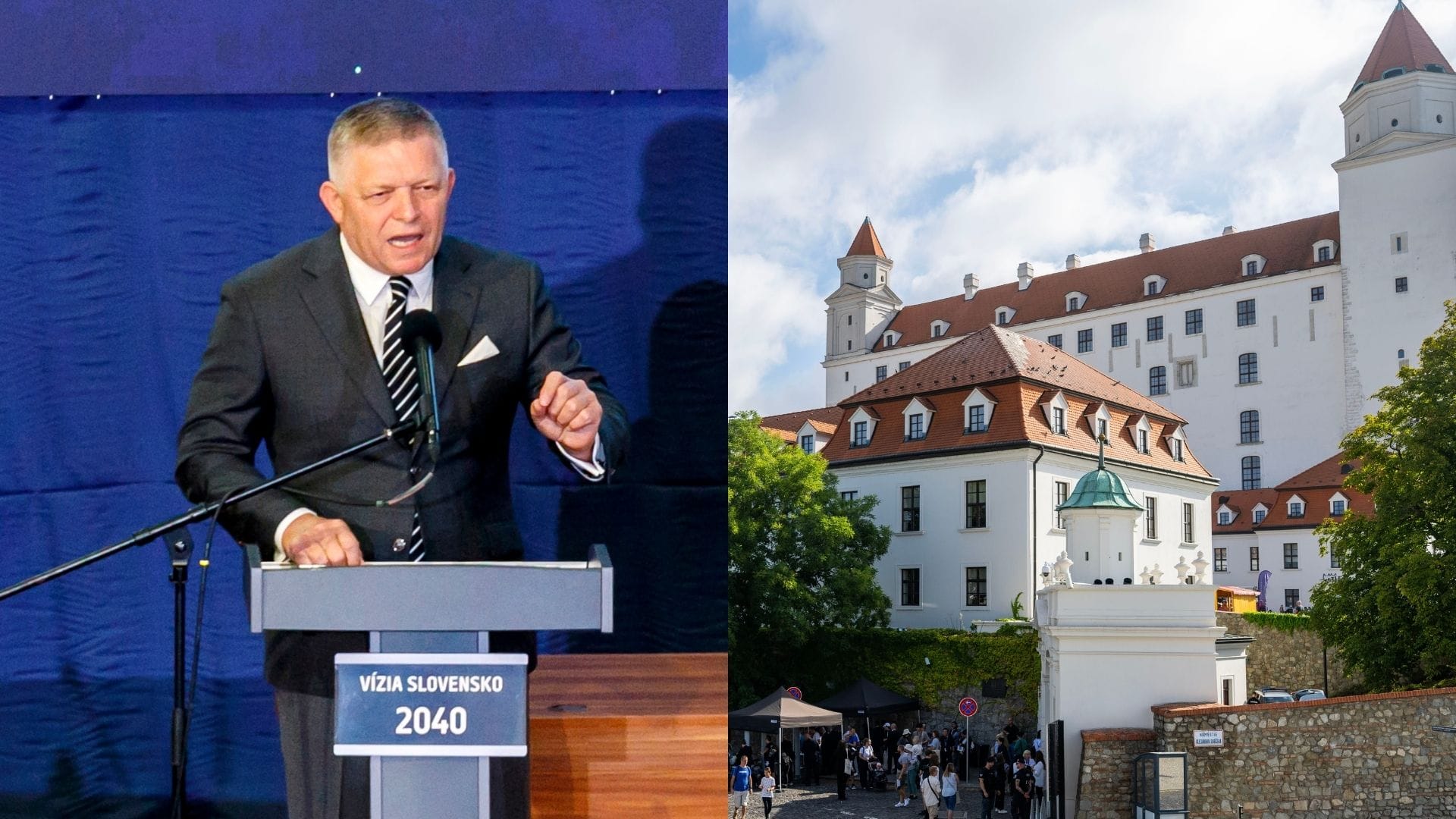 Na snímke premiér Robert Fico a bratislavský hrad.