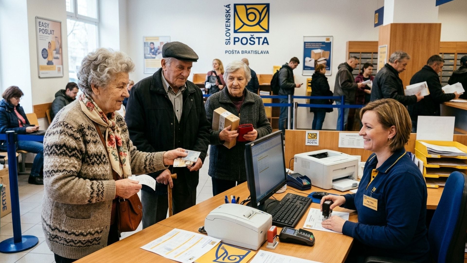 na snimke je slovensky dochodok, dochodca, posta