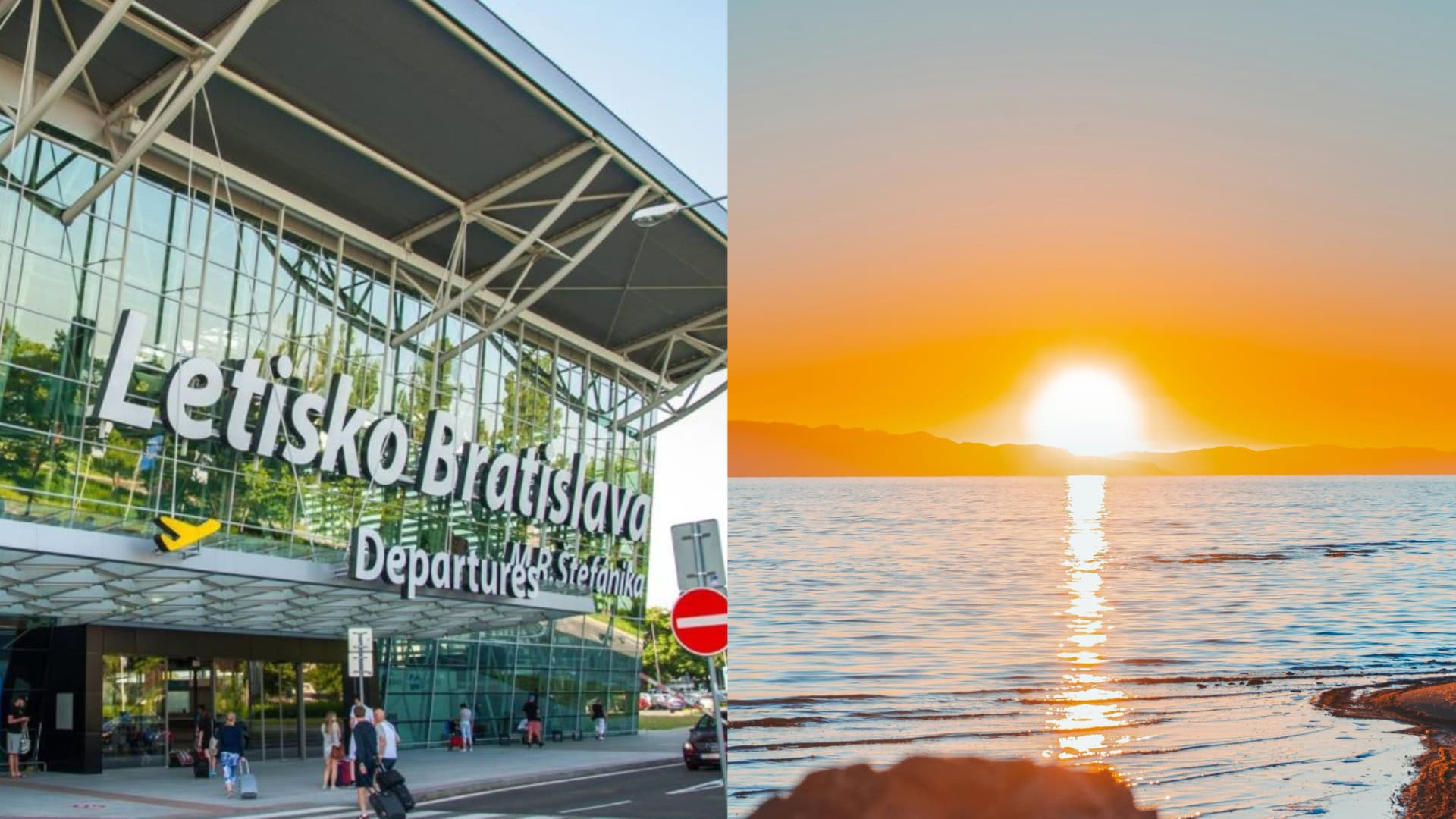 Na snímke bratislavské letisko a slnko