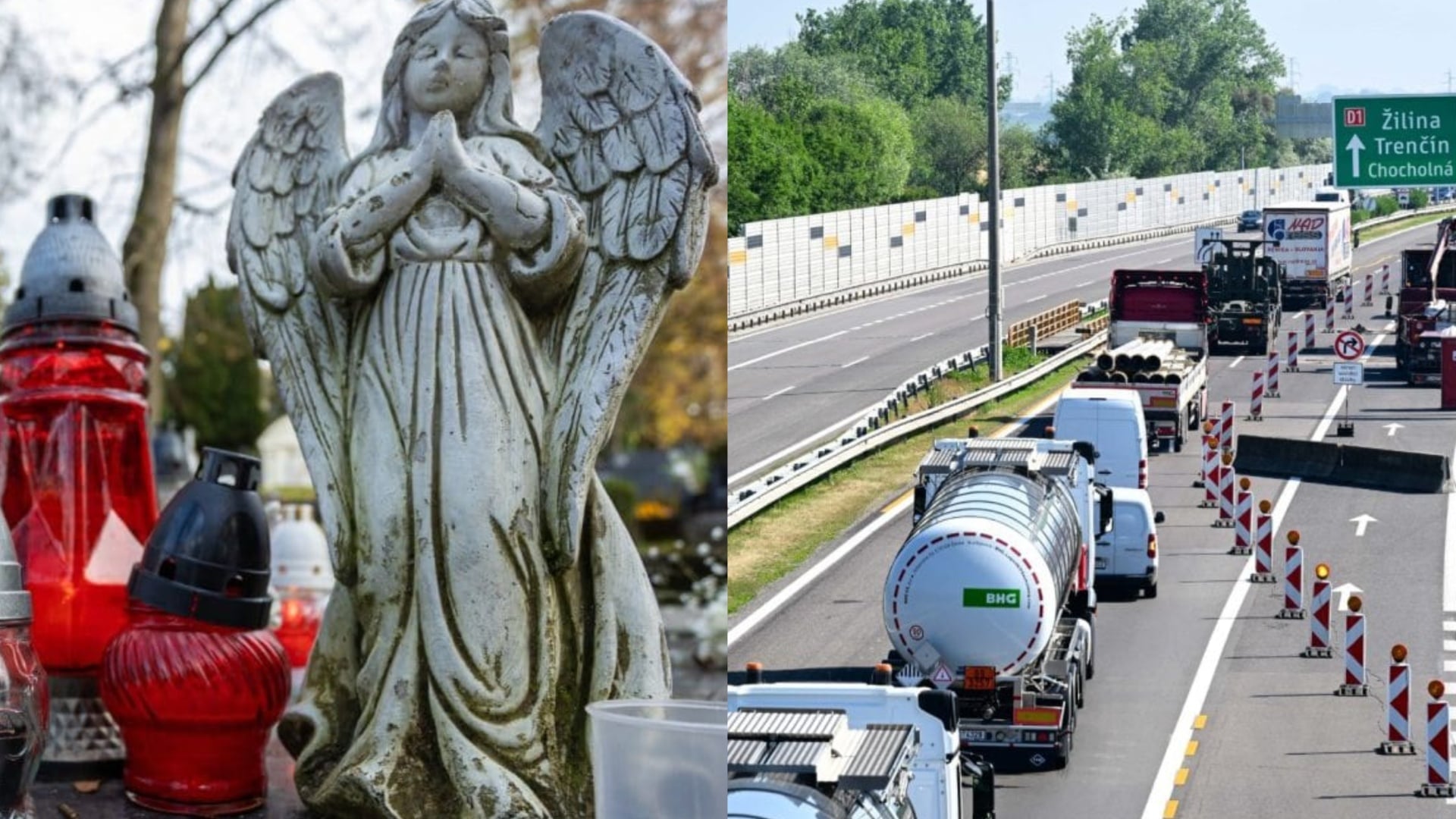 Na snímke cintorín a kolóna