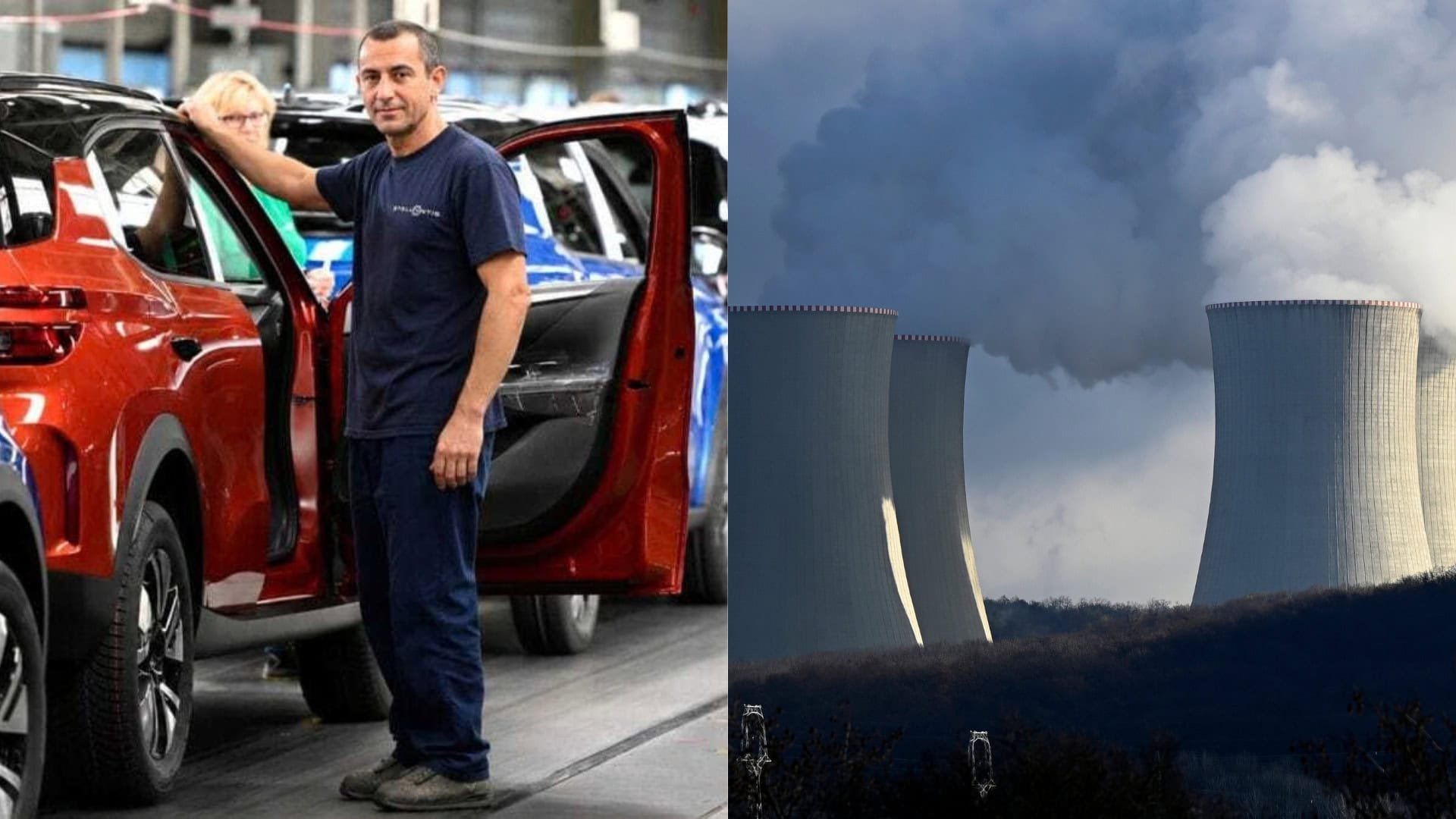Na snímke muž pri aute a Mochovce