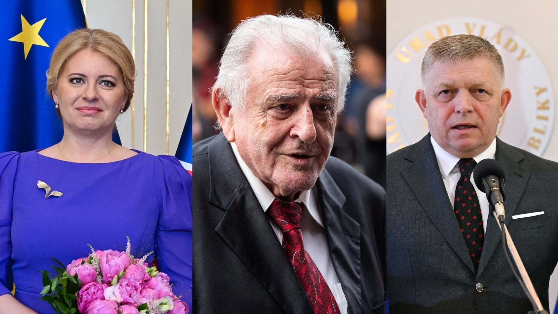 Na snímke Zuzana Čaputová, Vladimír Mečiar a Robert Fico